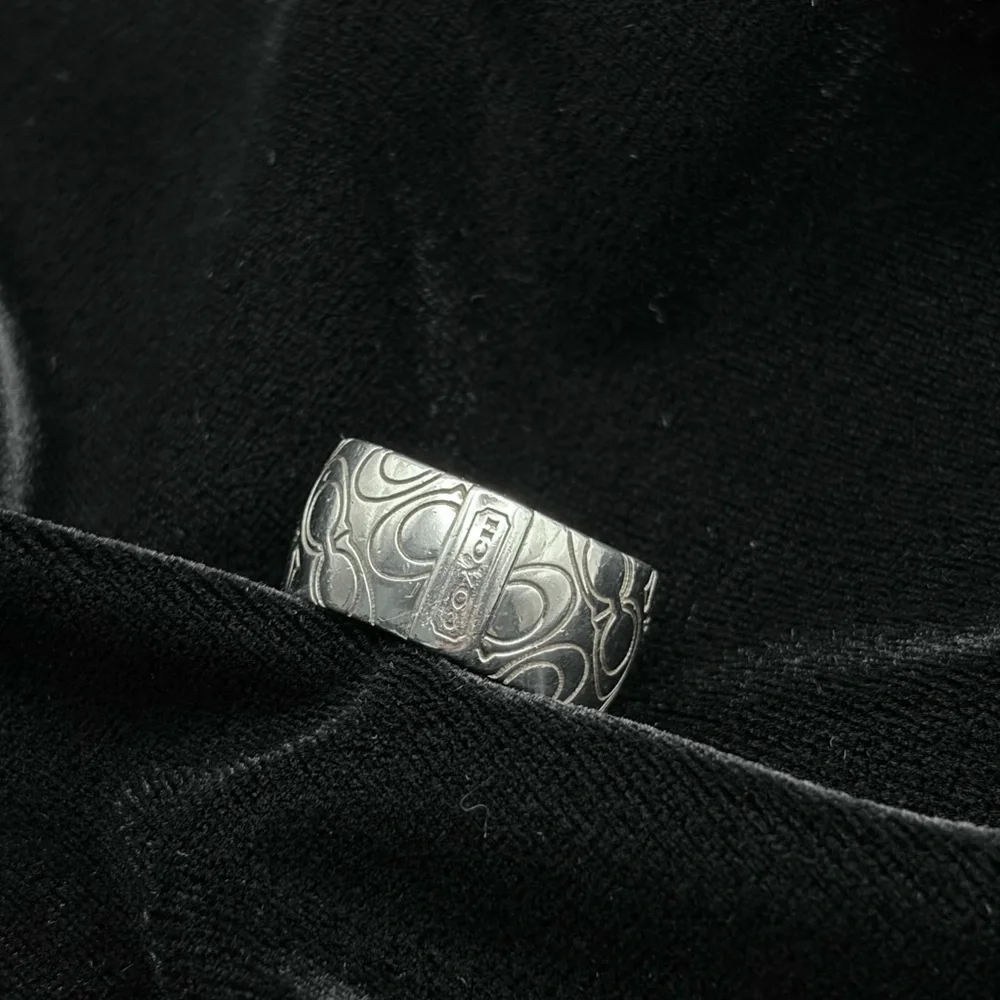 Coach Embossed Silver Ring - Picture 2 of 7
